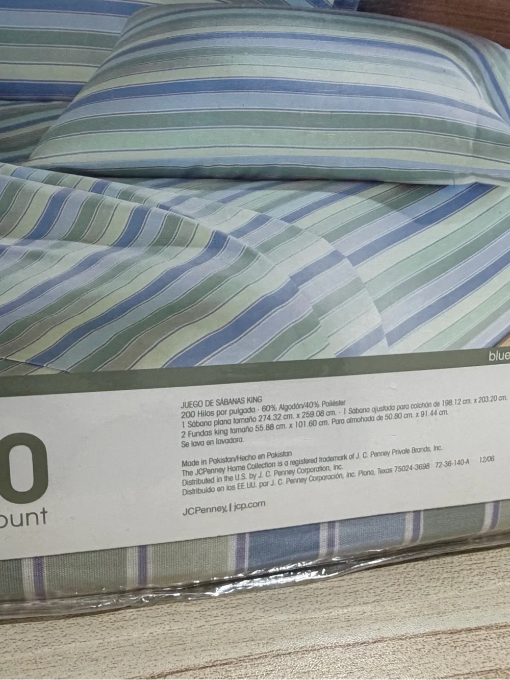 NWT JCPenney King Sheet Set 4 PC Bed Sheets Vintage Striped Bedding New